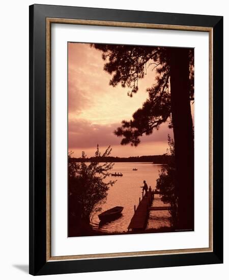 Fishing and Rowing at Sunset on a Pond in the United States-Alfred Eisenstaedt-Framed Photographic Print