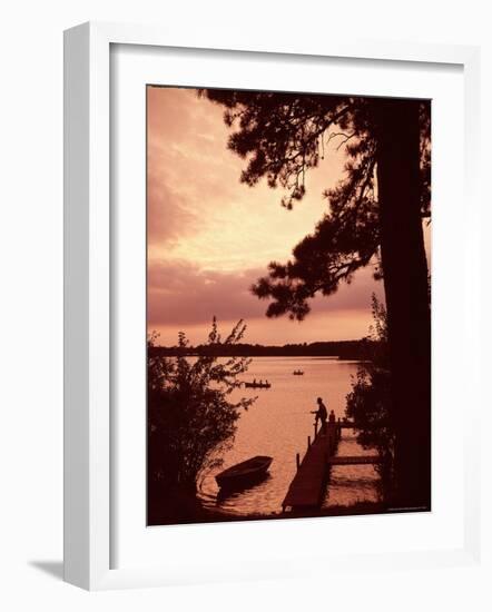 Fishing and Rowing at Sunset on a Pond in the United States-Alfred Eisenstaedt-Framed Photographic Print