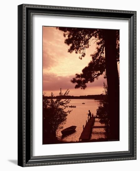 Fishing and Rowing at Sunset on a Pond in the United States-Alfred Eisenstaedt-Framed Photographic Print