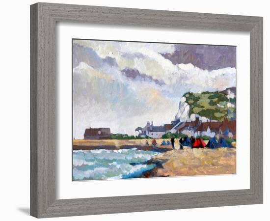 Fishing at Kingsdown White Cliffs, 2010-Clive Metcalfe-Framed Giclee Print