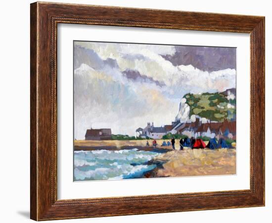 Fishing at Kingsdown White Cliffs, 2010-Clive Metcalfe-Framed Giclee Print