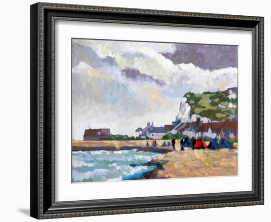 Fishing at Kingsdown White Cliffs, 2010-Clive Metcalfe-Framed Giclee Print