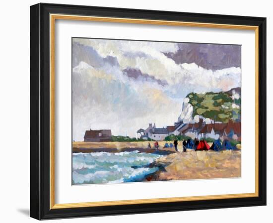 Fishing at Kingsdown White Cliffs, 2010-Clive Metcalfe-Framed Giclee Print