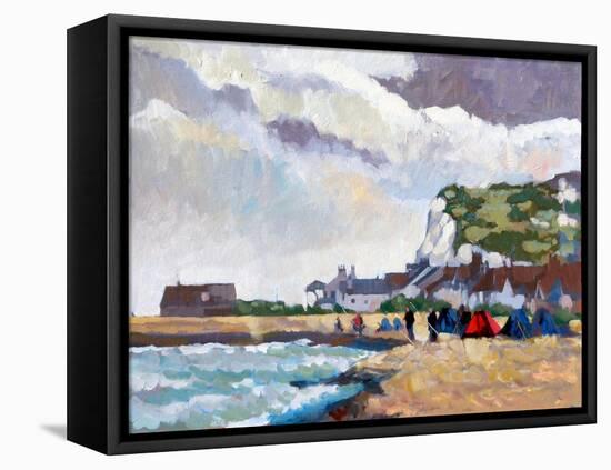 Fishing at Kingsdown White Cliffs, 2010-Clive Metcalfe-Framed Premier Image Canvas