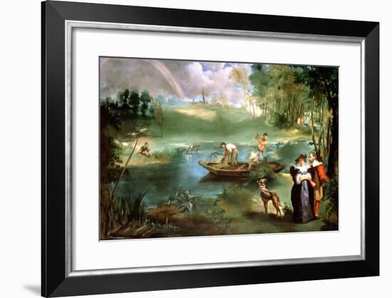 Fishing at St Ouen, 1860-1861-Edouard Manet-Framed Giclee Print