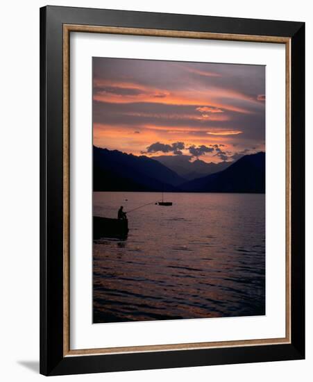 Fishing at Sunset, Lake Maggiore, Italy-Peter Thompson-Framed Photographic Print