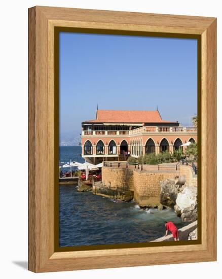 Fishing at the Corniche and Harbour Area, Beirut, Lebanon, Middle East-Christian Kober-Framed Premier Image Canvas