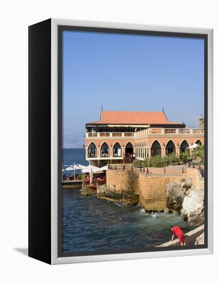 Fishing at the Corniche and Harbour Area, Beirut, Lebanon, Middle East-Christian Kober-Framed Premier Image Canvas