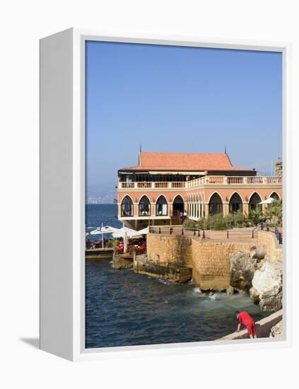 Fishing at the Corniche and Harbour Area, Beirut, Lebanon, Middle East-Christian Kober-Framed Premier Image Canvas