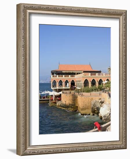 Fishing at the Corniche and Harbour Area, Beirut, Lebanon, Middle East-Christian Kober-Framed Photographic Print