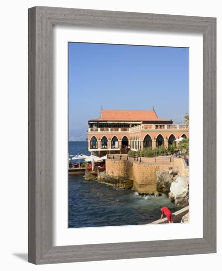 Fishing at the Corniche and Harbour Area, Beirut, Lebanon, Middle East-Christian Kober-Framed Photographic Print