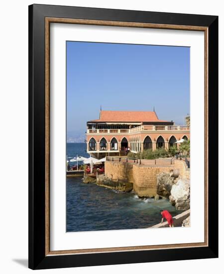 Fishing at the Corniche and Harbour Area, Beirut, Lebanon, Middle East-Christian Kober-Framed Photographic Print