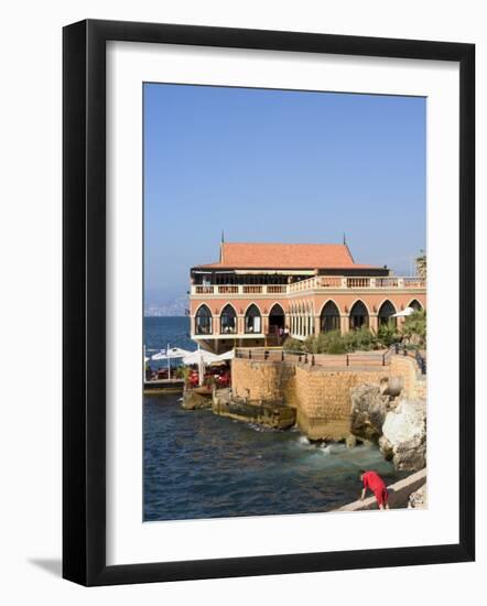 Fishing at the Corniche and Harbour Area, Beirut, Lebanon, Middle East-Christian Kober-Framed Photographic Print