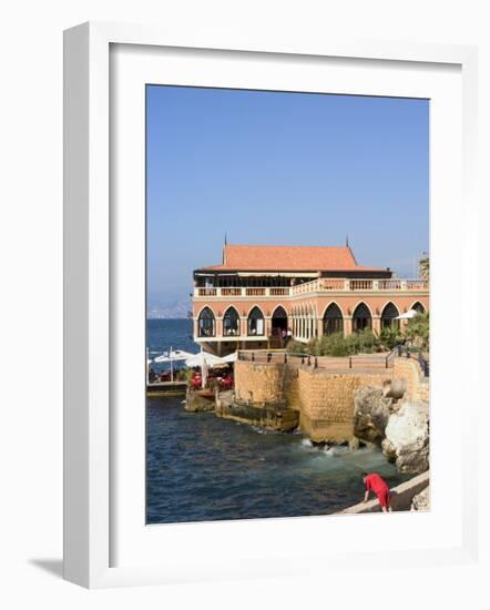 Fishing at the Corniche and Harbour Area, Beirut, Lebanon, Middle East-Christian Kober-Framed Photographic Print