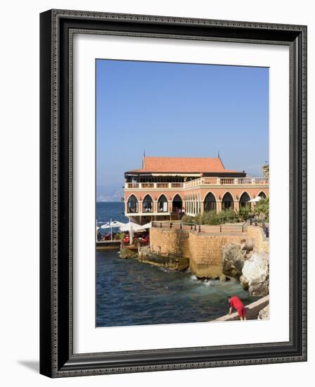 Fishing at the Corniche and Harbour Area, Beirut, Lebanon, Middle East-Christian Kober-Framed Photographic Print