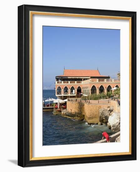 Fishing at the Corniche and Harbour Area, Beirut, Lebanon, Middle East-Christian Kober-Framed Photographic Print