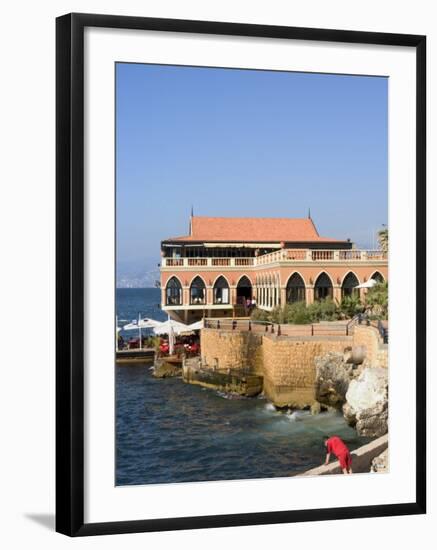 Fishing at the Corniche and Harbour Area, Beirut, Lebanon, Middle East-Christian Kober-Framed Photographic Print