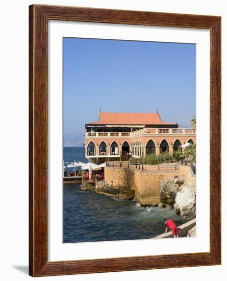 Fishing at the Corniche and Harbour Area, Beirut, Lebanon, Middle East-Christian Kober-Framed Photographic Print