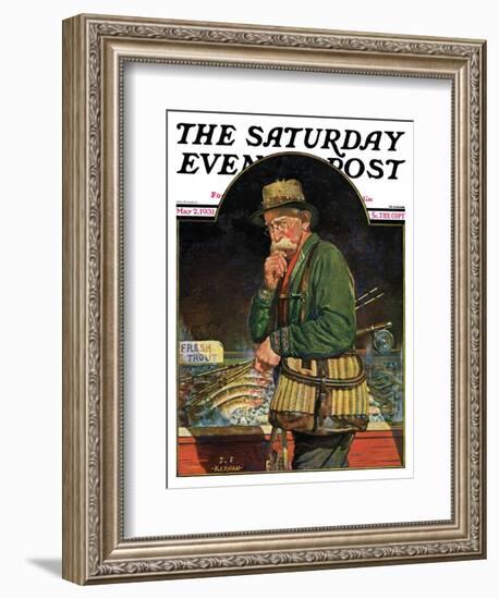 "Fishing at the Market," Saturday Evening Post Cover, May 2, 1931-J.F. Kernan-Framed Giclee Print