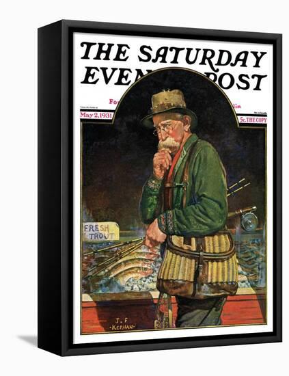 "Fishing at the Market," Saturday Evening Post Cover, May 2, 1931-J.F. Kernan-Framed Premier Image Canvas