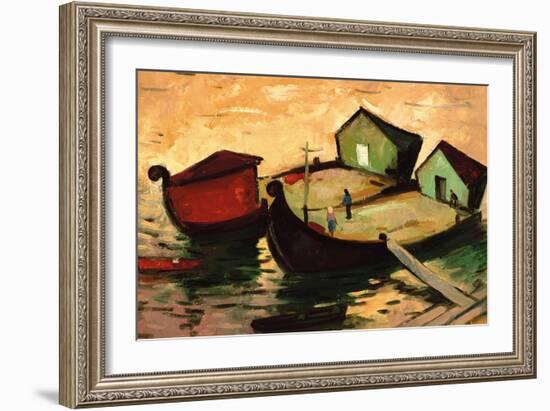 Fishing Barges on the River Sugovica-Emil Parrag-Framed Giclee Print
