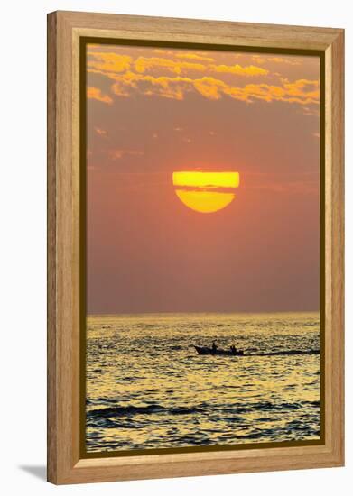 Fishing Boat and Sunset Off Playa Guiones Surf Beach-Rob Francis-Framed Premier Image Canvas