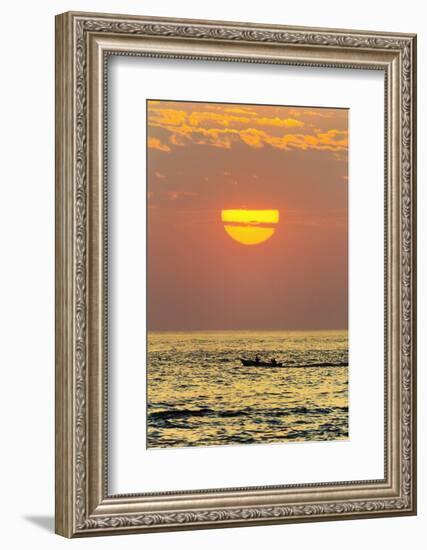 Fishing Boat and Sunset Off Playa Guiones Surf Beach-Rob Francis-Framed Photographic Print