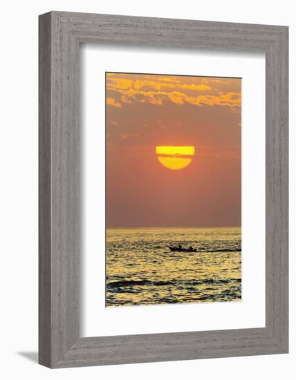 Fishing Boat and Sunset Off Playa Guiones Surf Beach-Rob Francis-Framed Photographic Print