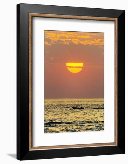 Fishing Boat and Sunset Off Playa Guiones Surf Beach-Rob Francis-Framed Photographic Print