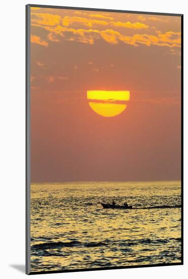 Fishing Boat and Sunset Off Playa Guiones Surf Beach-Rob Francis-Mounted Photographic Print