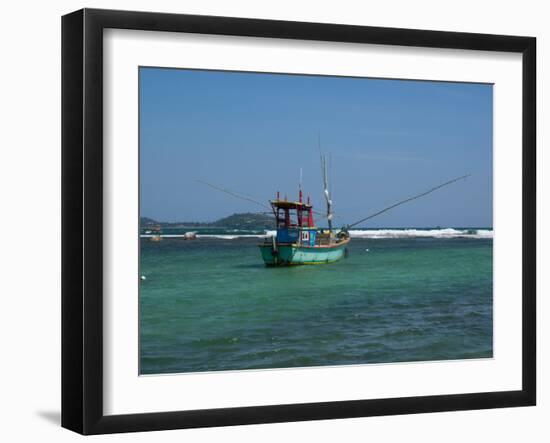 Fishing boat at anchor, Matara, Southern Province, Sri Lanka-null-Framed Photographic Print