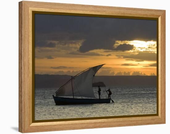 Fishing Boat at Dawn, Ramena Beach, Diego Suarez in North Madagascar-Inaki Relanzon-Framed Premier Image Canvas