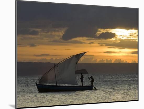 Fishing Boat at Dawn, Ramena Beach, Diego Suarez in North Madagascar-Inaki Relanzon-Mounted Photographic Print