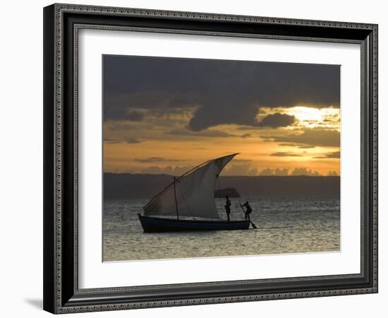 Fishing Boat at Dawn, Ramena Beach, Diego Suarez in North Madagascar-Inaki Relanzon-Framed Photographic Print