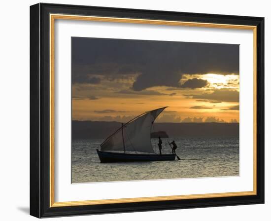 Fishing Boat at Dawn, Ramena Beach, Diego Suarez in North Madagascar-Inaki Relanzon-Framed Photographic Print