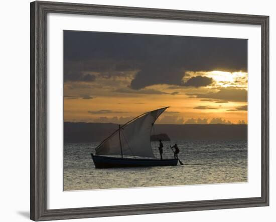 Fishing Boat at Dawn, Ramena Beach, Diego Suarez in North Madagascar-Inaki Relanzon-Framed Photographic Print