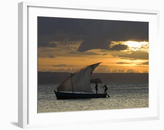 Fishing Boat at Dawn, Ramena Beach, Diego Suarez in North Madagascar-Inaki Relanzon-Framed Photographic Print