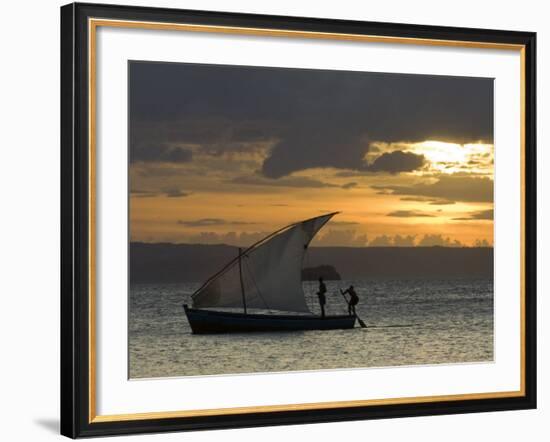 Fishing Boat at Dawn, Ramena Beach, Diego Suarez in North Madagascar-Inaki Relanzon-Framed Photographic Print