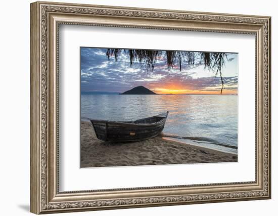 Fishing Boat at Sunset at Cape Malcear, Lake Malawi, Malawi, Africa-Michael Runkel-Framed Photographic Print