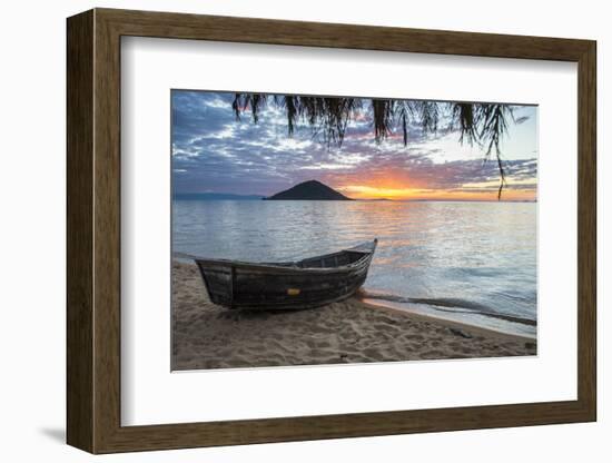 Fishing Boat at Sunset at Cape Malcear, Lake Malawi, Malawi, Africa-Michael Runkel-Framed Photographic Print