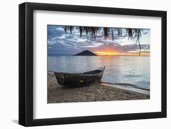 Fishing Boat at Sunset at Cape Malcear, Lake Malawi, Malawi, Africa-Michael Runkel-Framed Photographic Print