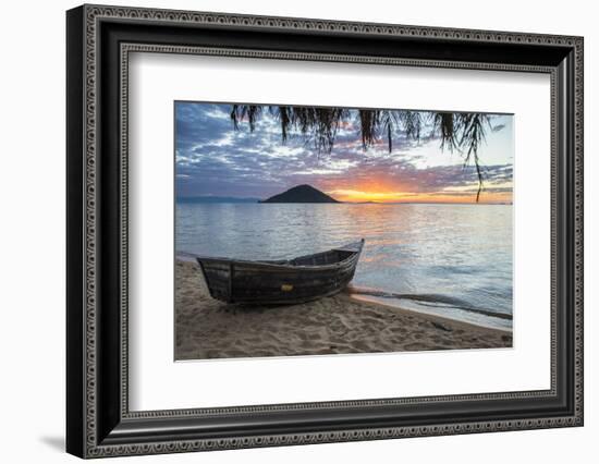 Fishing Boat at Sunset at Cape Malcear, Lake Malawi, Malawi, Africa-Michael Runkel-Framed Photographic Print