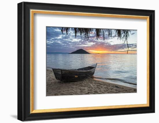 Fishing Boat at Sunset at Cape Malcear, Lake Malawi, Malawi, Africa-Michael Runkel-Framed Photographic Print