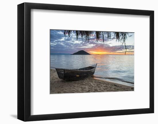 Fishing Boat at Sunset at Cape Malcear, Lake Malawi, Malawi, Africa-Michael Runkel-Framed Photographic Print