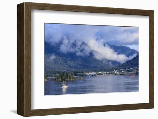 Fishing boat, clearing morning mists, Sitka Sound, Sitka, Northern Panhandle, Southeast Alaska, Uni-Eleanor Scriven-Framed Photographic Print