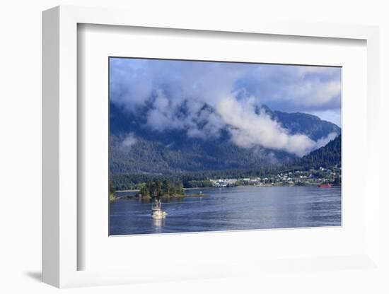 Fishing boat, clearing morning mists, Sitka Sound, Sitka, Northern Panhandle, Southeast Alaska, Uni-Eleanor Scriven-Framed Photographic Print