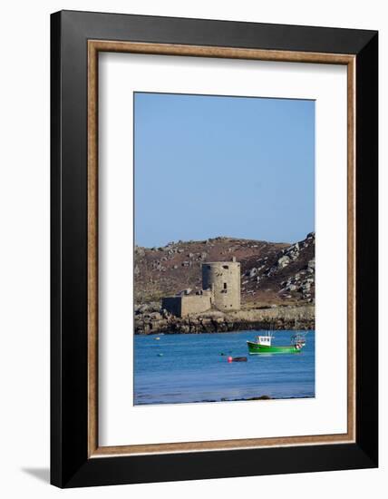 Fishing Boat, Cromwell's Castle on Tresco, Isles of Scilly, England, United Kingdom, Europe-Robert Harding-Framed Photographic Print