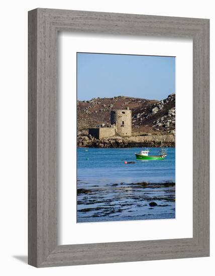 Fishing Boat, Cromwell's Castle on Tresco, Isles of Scilly, England, United Kingdom, Europe-Robert Harding-Framed Photographic Print