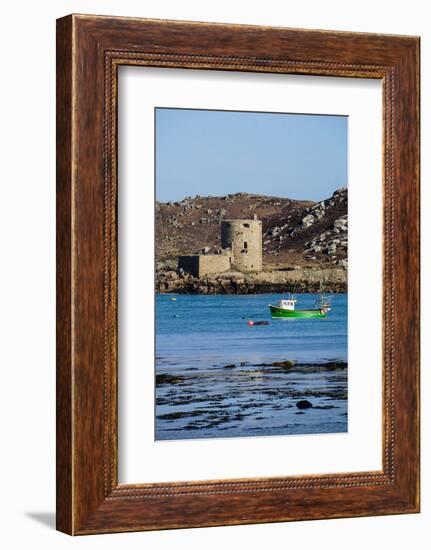 Fishing Boat, Cromwell's Castle on Tresco, Isles of Scilly, England, United Kingdom, Europe-Robert Harding-Framed Photographic Print