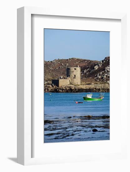 Fishing Boat, Cromwell's Castle on Tresco, Isles of Scilly, England, United Kingdom, Europe-Robert Harding-Framed Photographic Print